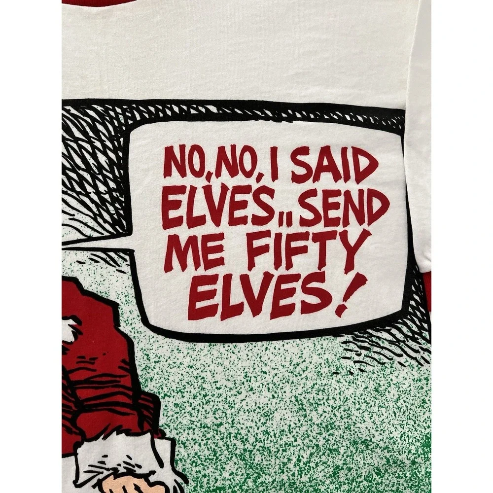 Vintage Mother Goose & Grimm Shirt XL White Ringer Santa Elvis Christmas 90s '94